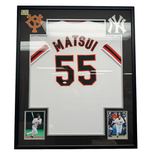 Hideki Matsui (NY Yankees/Yomiuri Giants #55) framed autographed jersey w/ COA