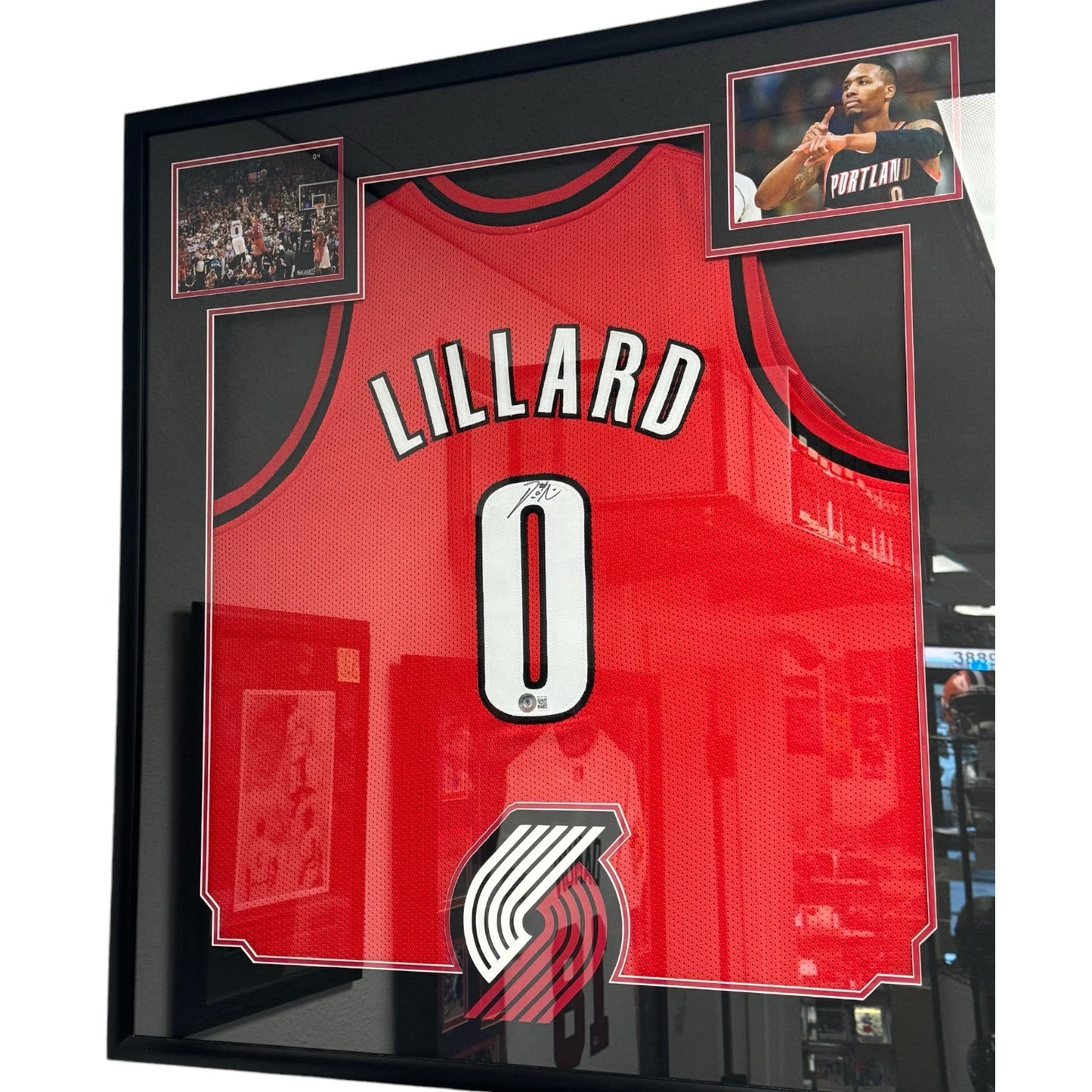 Damian Lillard (Portland Trail Blazers #0) Autographed Jersey Framed w/ COA