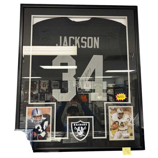 Bo Jackson #34 (Raiders) framed autographed jersey w/ Beckett COA