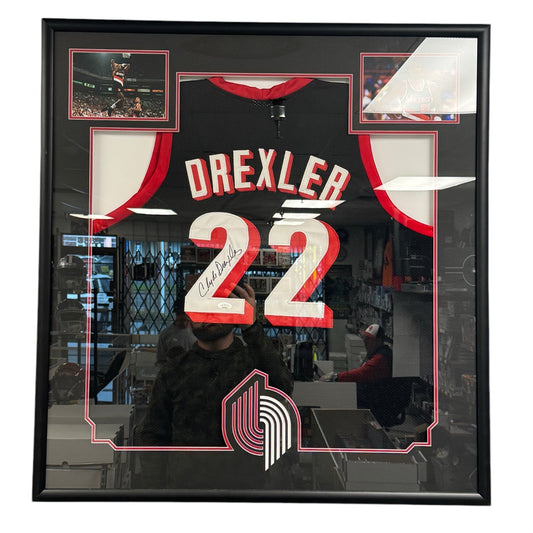 Clyde Drexler (Portland Trail Blazers #22) framed autographed jersey w/ COA