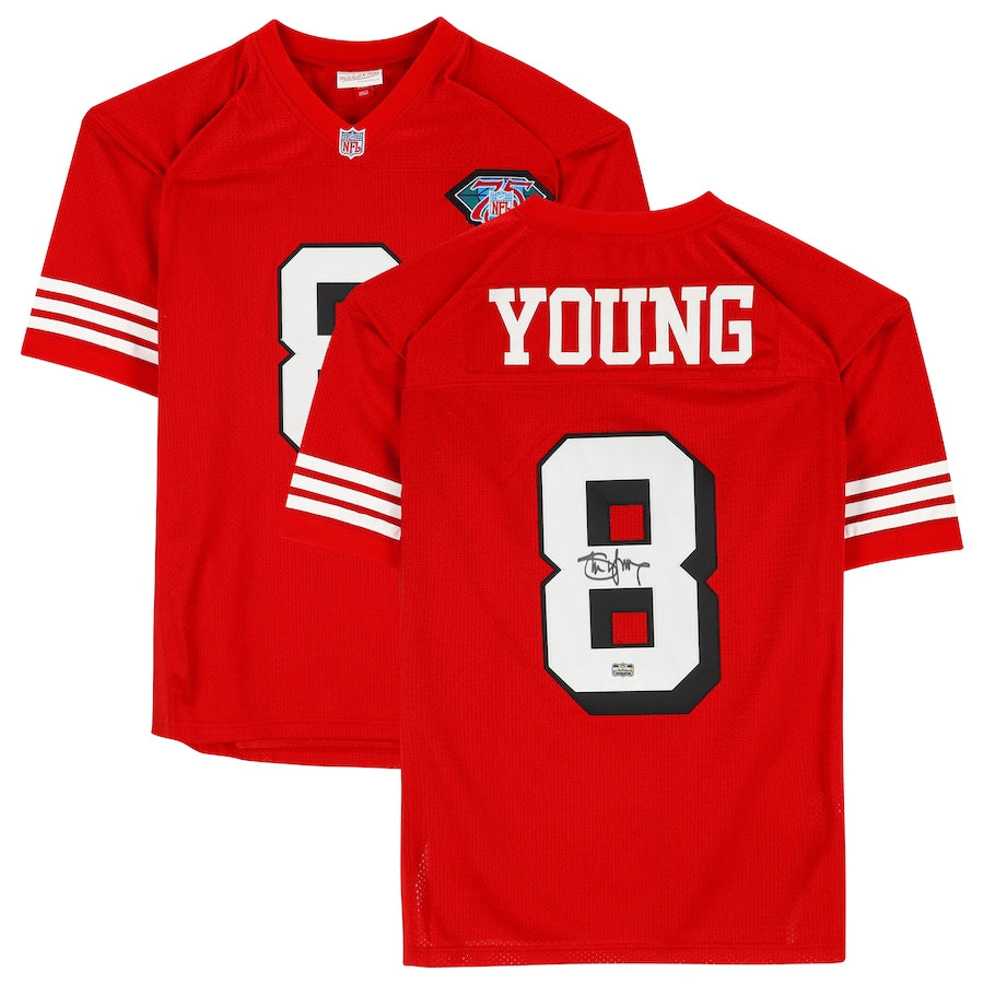 Steve Young (San Francisco 49ers #8) Autographed ProLine authentic red jersey