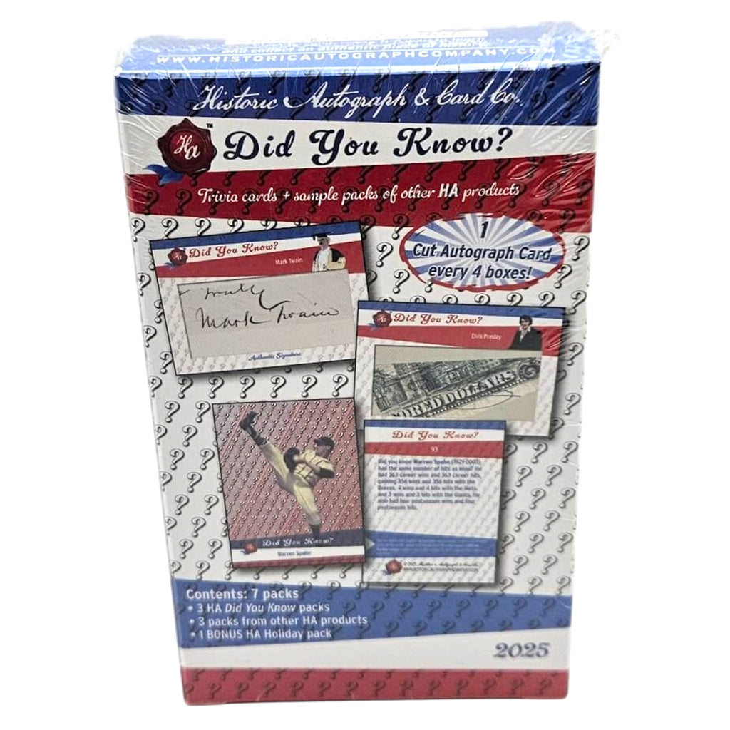 2025 Historic Autographs “Did You Know?” Trading Cards Hobby Box