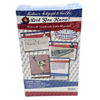 2025 Historic Autographs “Did You Know?” Trading Cards Hobby Box