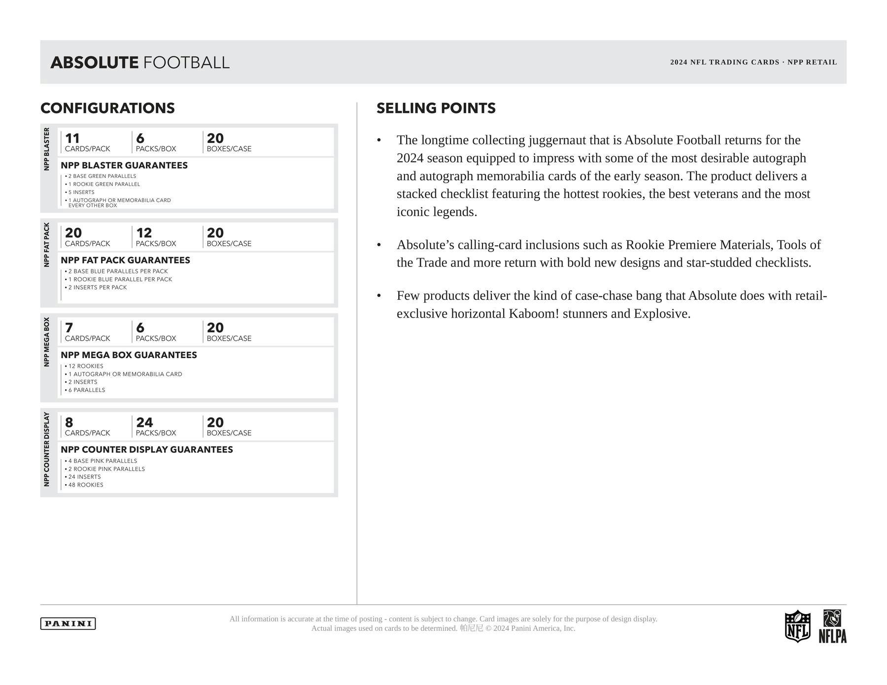 2024 Panini Absolute Football Jumbo Value 12-Pack Box