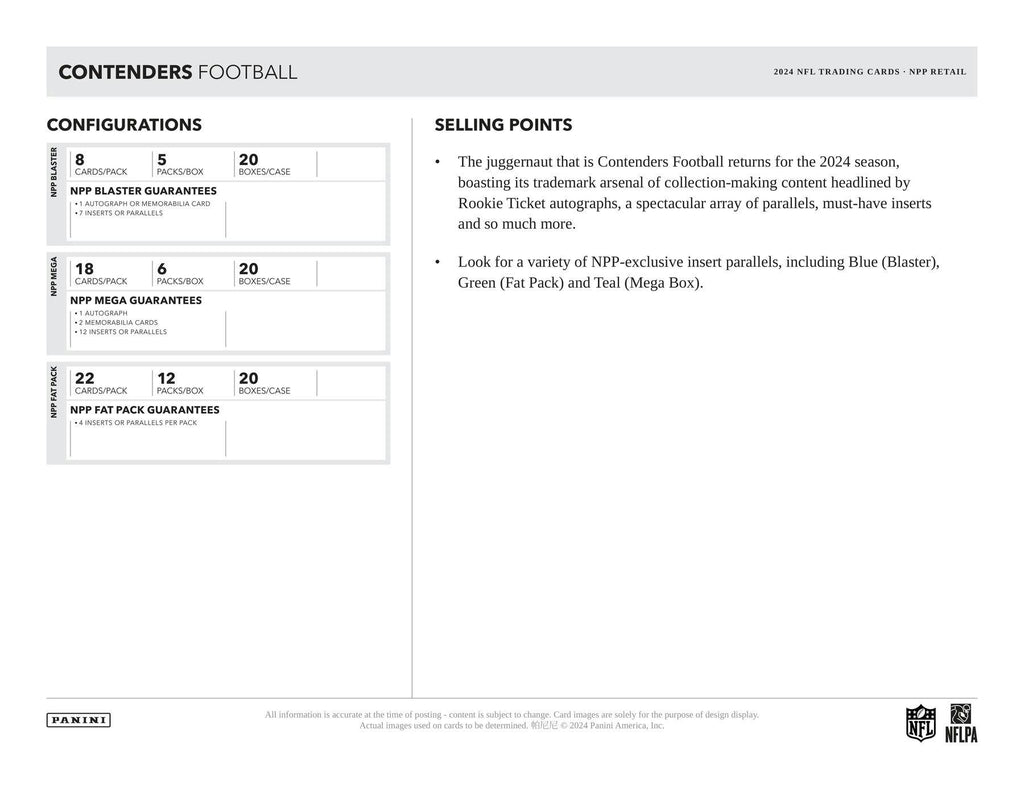 2024 Panini Contenders Football 5-Pack Blaster Box