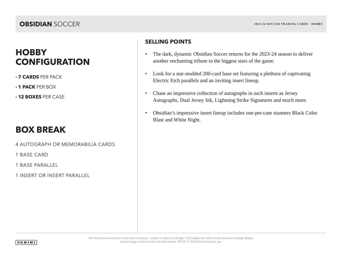 2023-24 Panini Obsidian Soccer, Hobby Box
