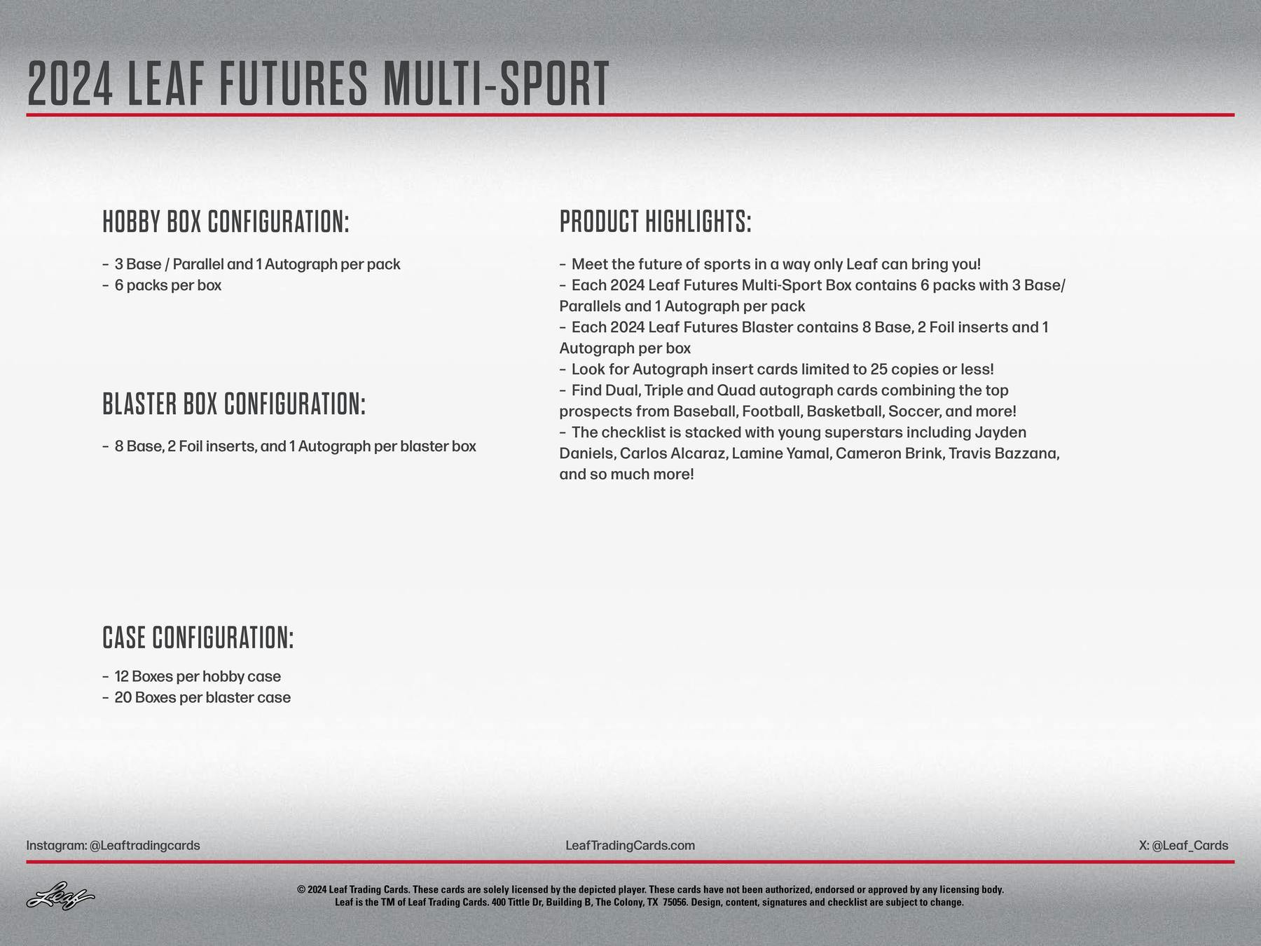 2024 Leaf Futures Multi-Sport Hobby Box