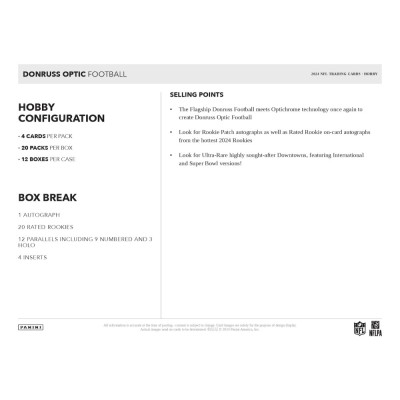 2024 Panini Donruss Optic Football Hobby Box (4/23)