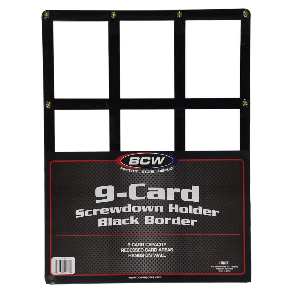 BCW Wall Mountable Trading Card Display Frame | 9 Card Screwdown Holder