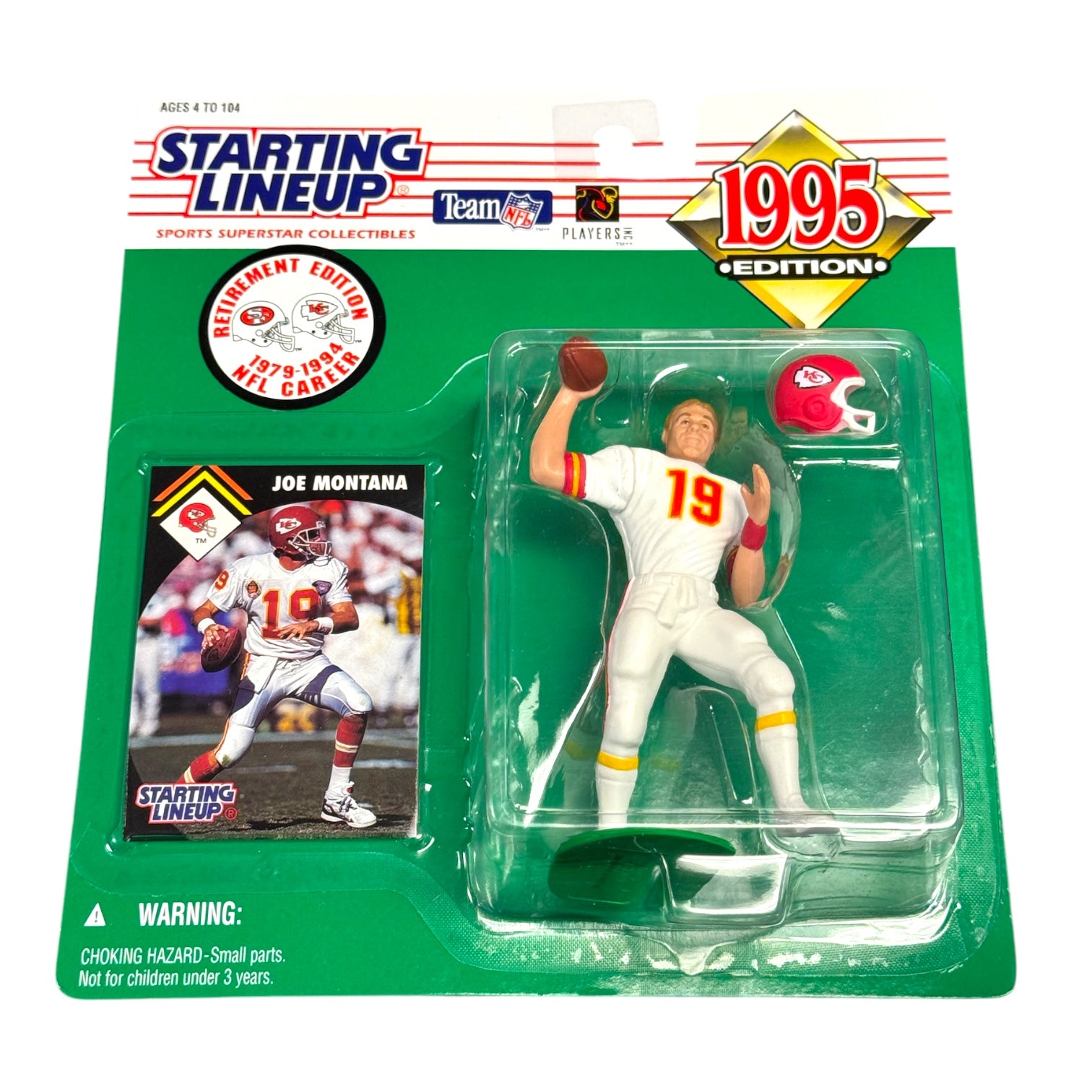 1995 Kenner Starting Lineup Joe Montana Chiefs Retirement Figure w/ Card (NEW)