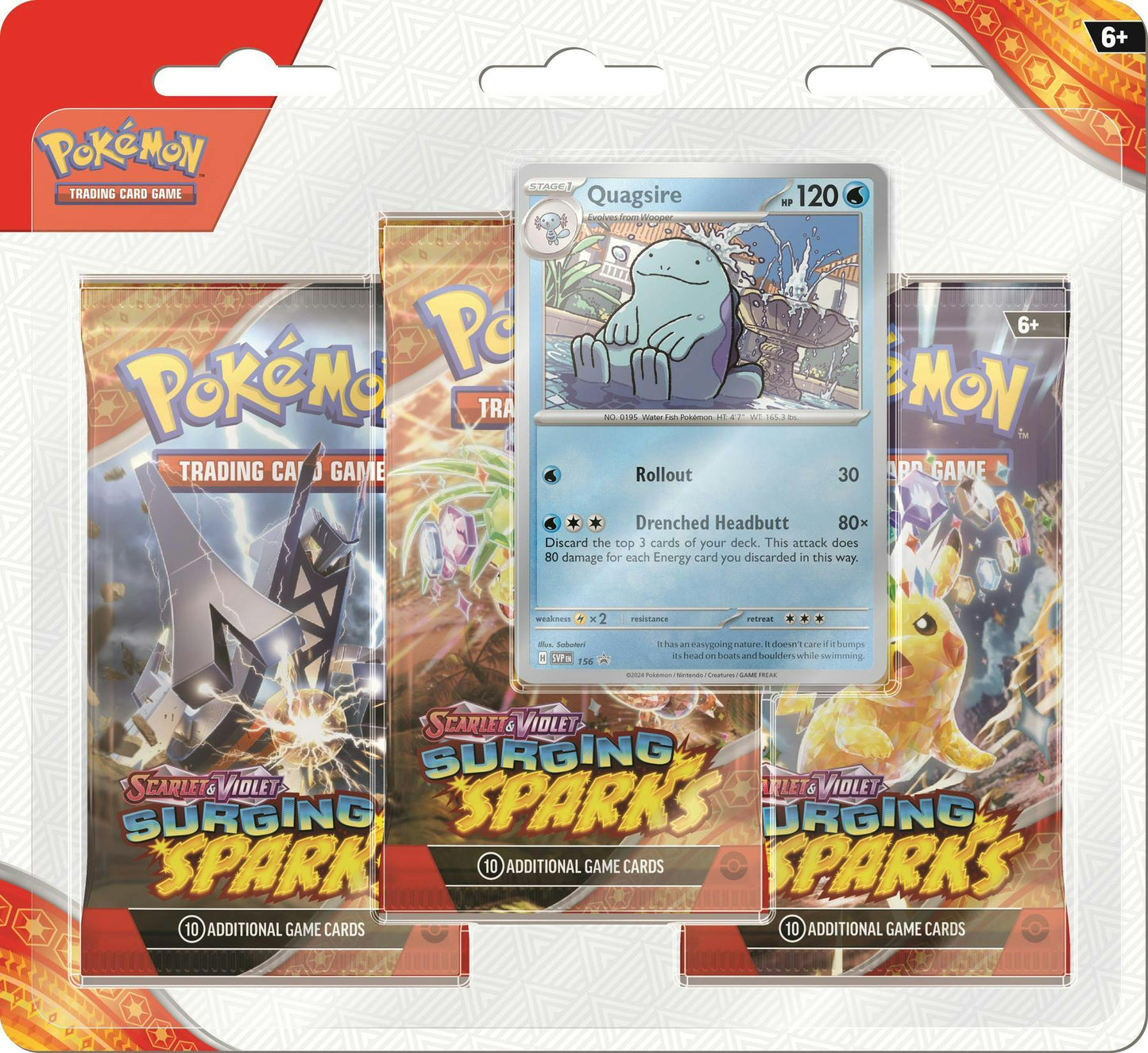 Pokemon TCG: Scarlet & Violet Surging Sparks, 3-Pack Blister