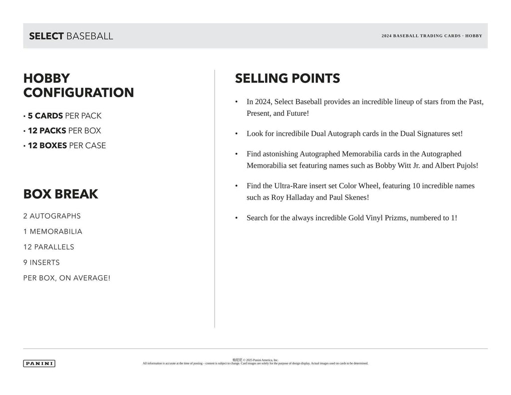 2024 Panini Select Baseball Hobby Pack (4/9)