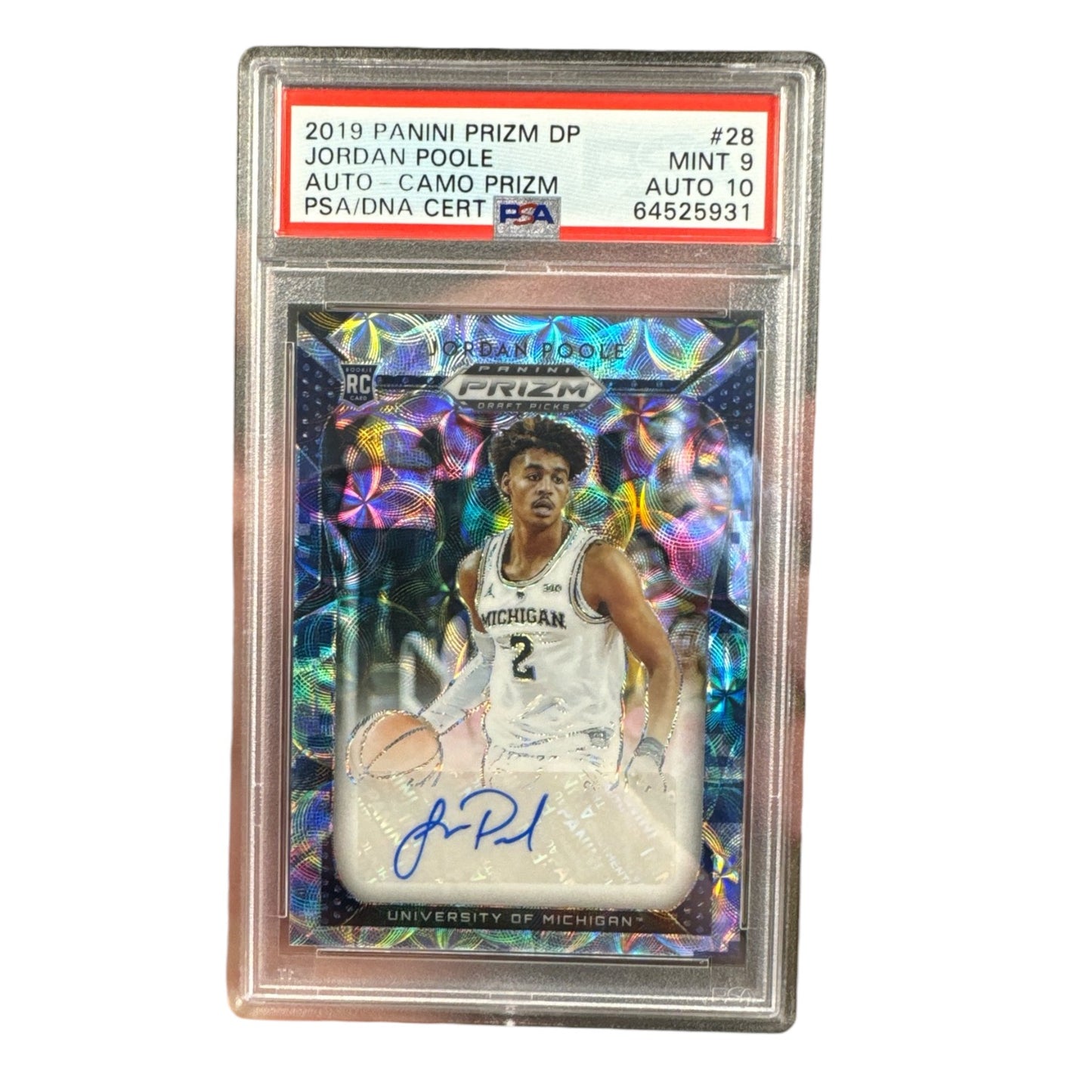 2019 PANINI PRIZM DP JORDAN POOLE AUTO CAMO PRIZM PSA 9/10