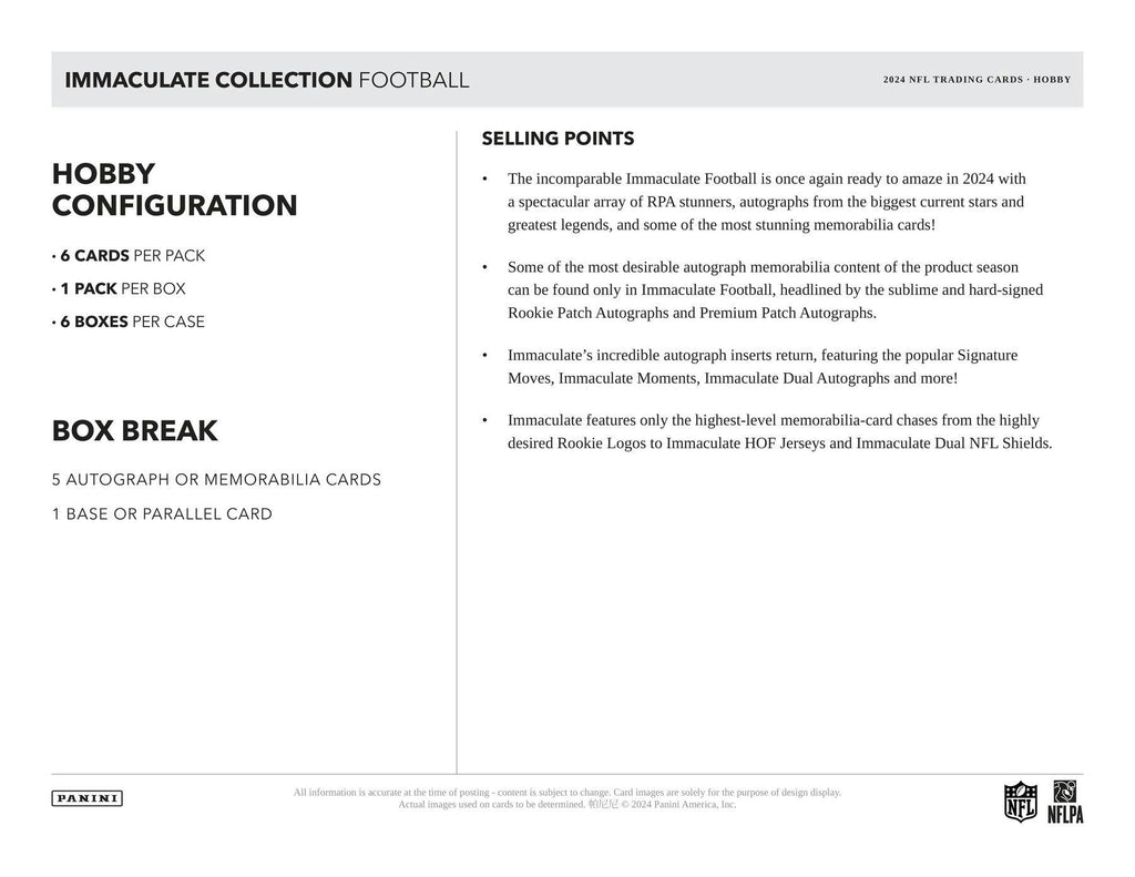 2024 Panini Immaculate Football Hobby Box