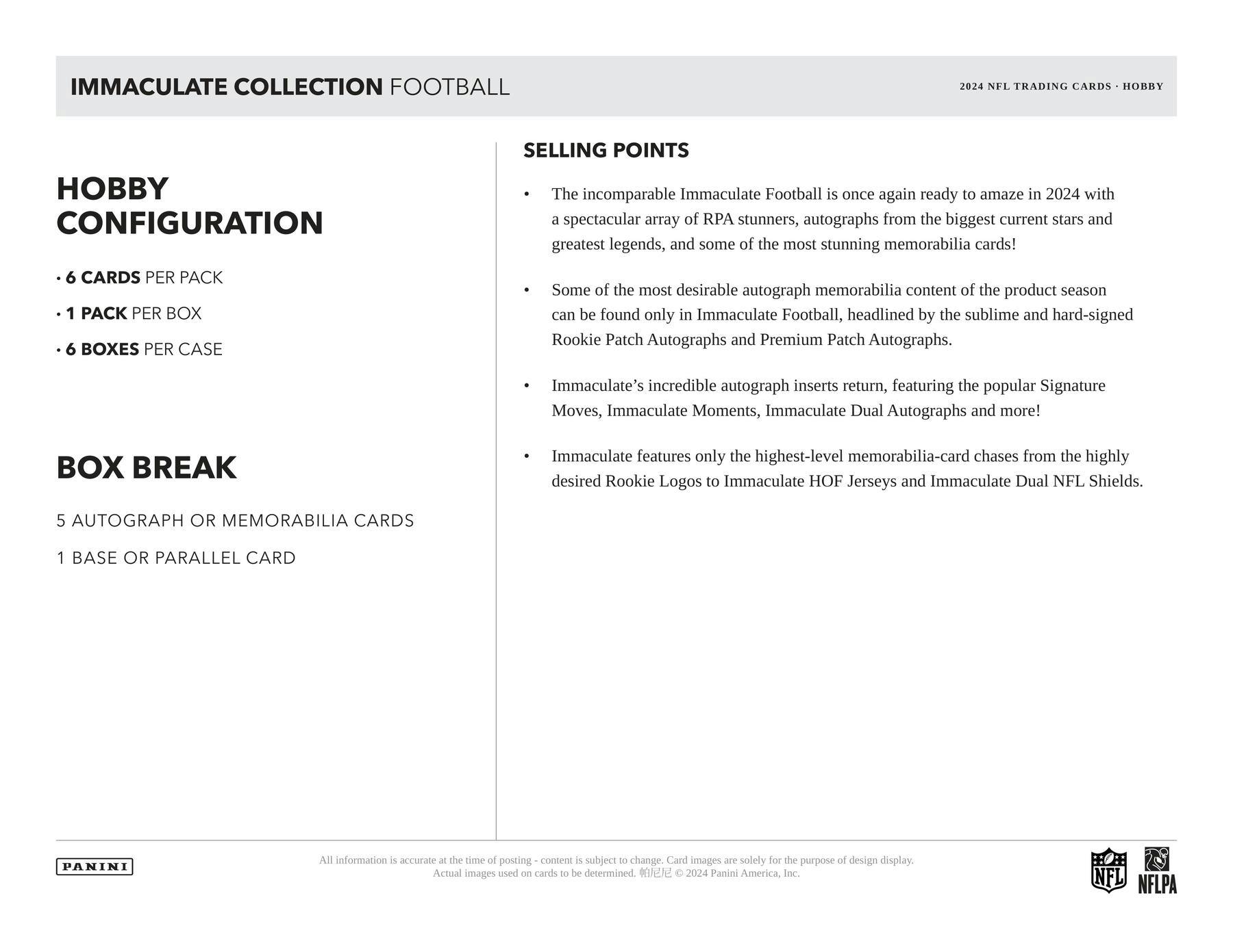 2024 Panini Immaculate Football Hobby Box
