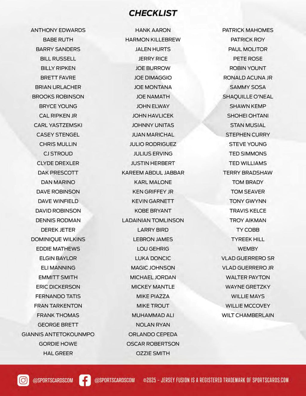 2025 Jersey Fusion Legendary Collection Hobby Box (Presell 12/8)