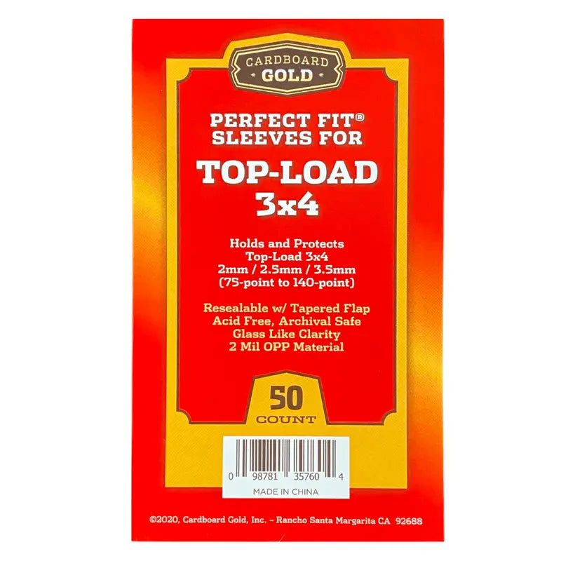 CBG Top-Load 3x4 Perfect Fit Card Sleeves (75pt-140pt), 50ct Pack