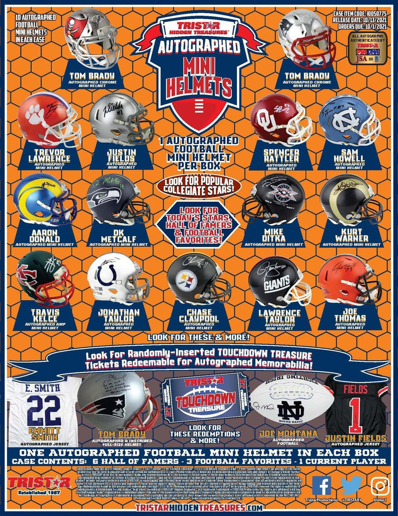 Mini cascos autografiados de la NFL TriStar Hidden Treasures 2021